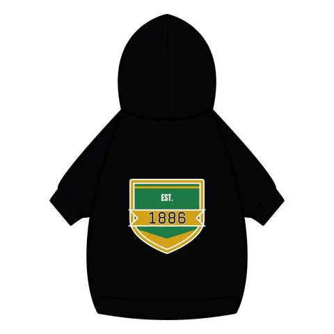 Kentucky State 1886 Green & Gold Pet Hoodie — back_dtf view