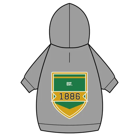 Kentucky State 1886 Green & Gold Pet Hoodie — back_dtf view
