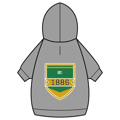 Kentucky State 1886 Green & Gold Pet Hoodie — back_dtf view