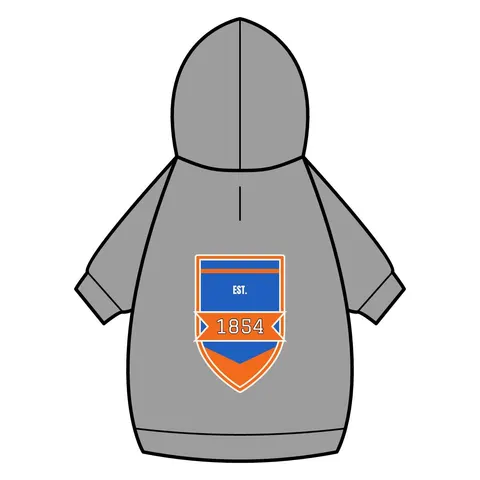 Lincoln (PA) 1854 Blue & Orange Pet Hoodie — back_dtf view