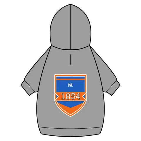 Lincoln (PA) 1854 Blue & Orange Pet Hoodie — back_dtf view