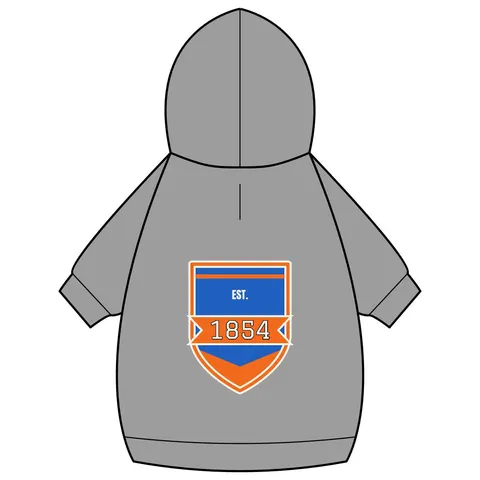 Lincoln (PA) 1854 Blue & Orange Pet Hoodie — back_dtf view
