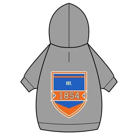 Lincoln (PA) 1854 Blue & Orange Pet Hoodie — back_dtf view