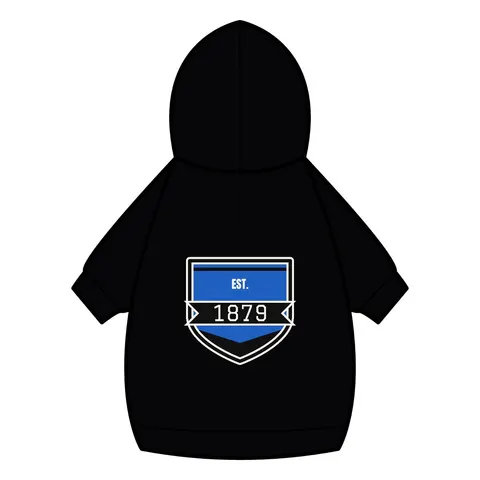 Livingstone 1879 Blue & Black Pet Hoodie — back_dtf view
