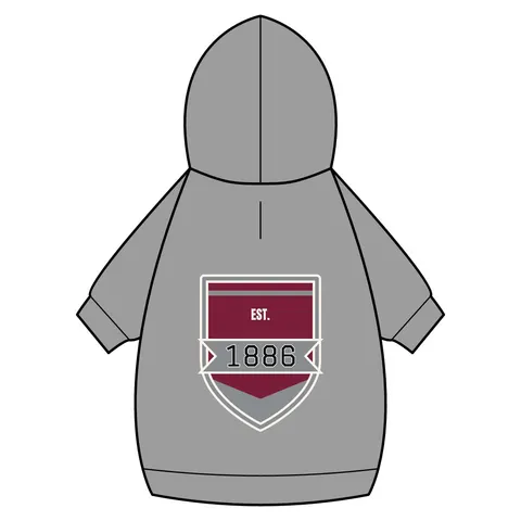 UMES 1886 Maroon & Grey Pet Hoodie — back_dtf view