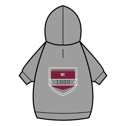 UMES 1886 Maroon & Grey Pet Hoodie — back_dtf view