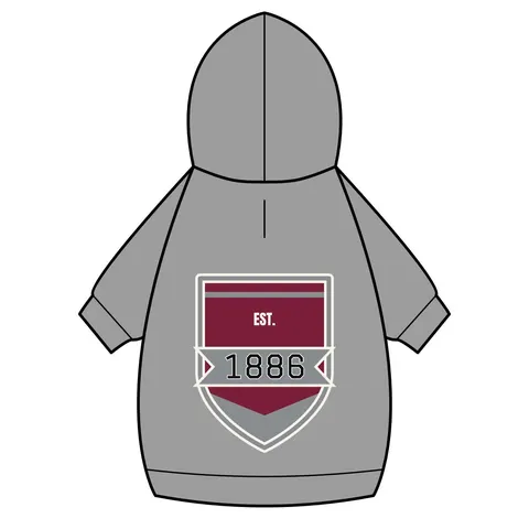 UMES 1886 Maroon & Grey Pet Hoodie — back_dtf view