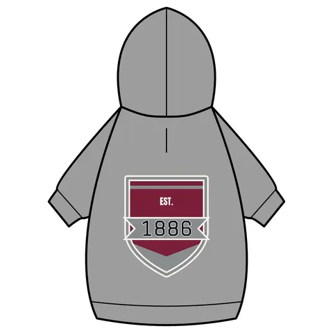 UMES 1886 Maroon & Grey Pet Hoodie — back_dtf view