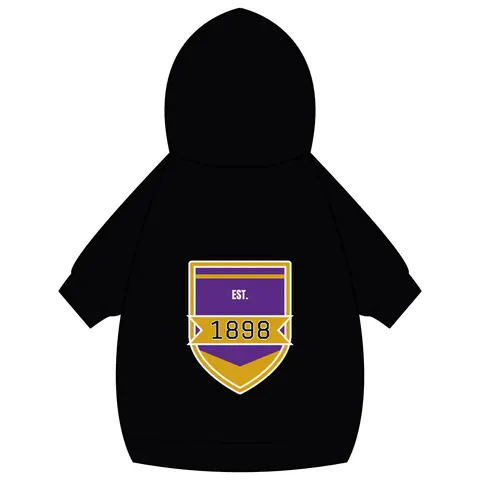 Miles 1898 Purple & Gold Pet Hoodie — back_dtf view
