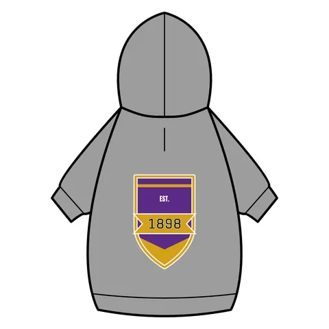 Miles 1898 Purple & Gold Pet Hoodie — back_dtf view