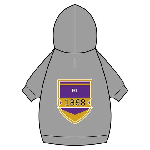 Miles 1898 Purple & Gold Pet Hoodie — back_dtf view