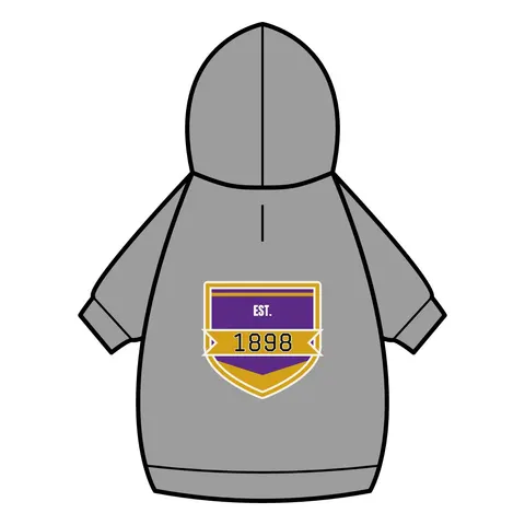 Miles 1898 Purple & Gold Pet Hoodie — back_dtf view