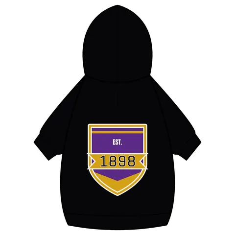 Miles 1898 Purple & Gold Pet Hoodie — back_dtf view