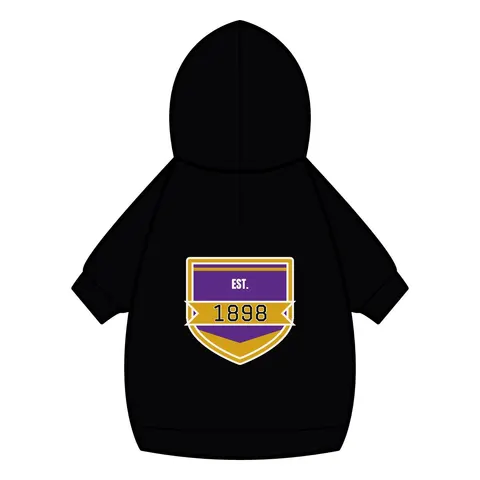 Miles 1898 Purple & Gold Pet Hoodie — back_dtf view