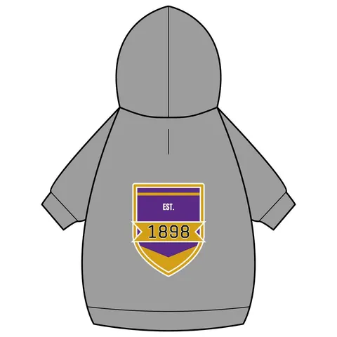 Miles 1898 Purple & Gold Pet Hoodie — back_dtf view