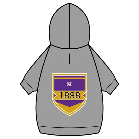 Miles 1898 Purple & Gold Pet Hoodie — back_dtf view
