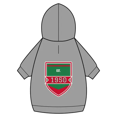 Mississippi Valley State 1950 Green & Red Pet Hoodie — back_dtf view