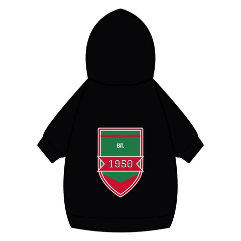 Mississippi Valley State 1950 Green & Red Pet Hoodie — back_dtf view