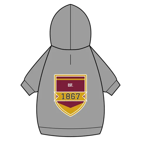 Morehouse 1867 Maroon & Gold Classic Pet Hoodie — back_dtf view