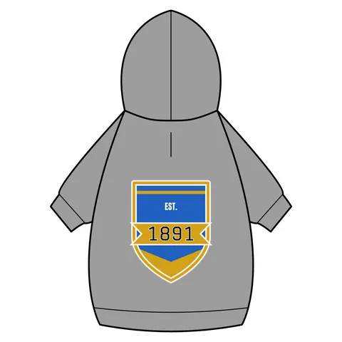 NC A&T 1891 Blue & Gold Tech Pattern Pet Hoodie — back_dtf view