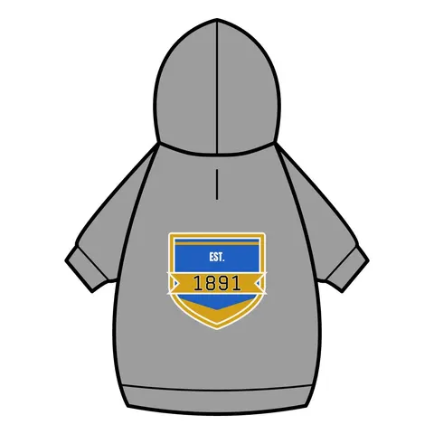 NC A&T 1891 Blue & Gold Tech Pattern Pet Hoodie — back_dtf view