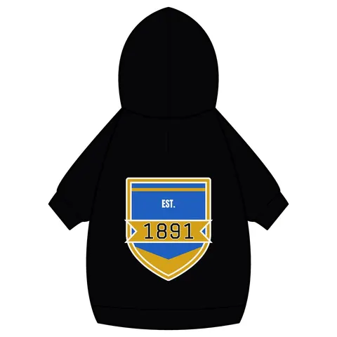 NC A&T 1891 Blue & Gold Tech Pattern Pet Hoodie — back_dtf view