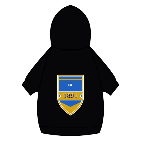 NC A&T 1891 Blue & Gold Tech Pattern Pet Hoodie — back_dtf view