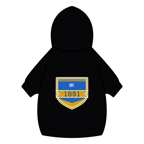 NC A&T 1891 Blue & Gold Tech Pattern Pet Hoodie — back_dtf view
