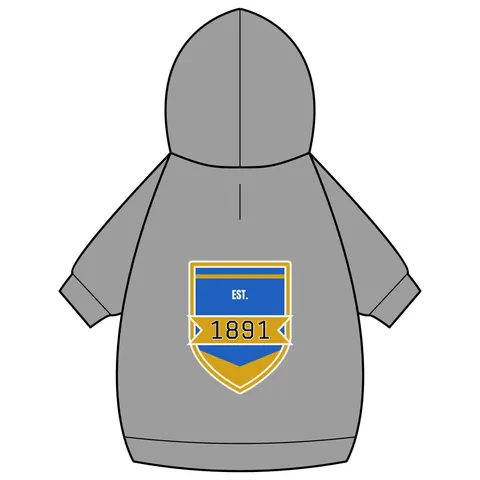 NC A&T 1891 Blue & Gold Tech Pattern Pet Hoodie — back_dtf view