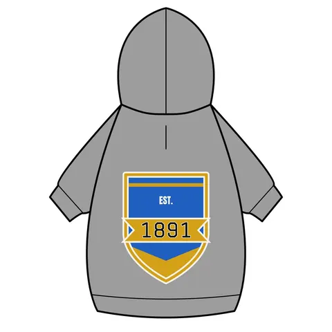 NC A&T 1891 Blue & Gold Tech Pattern Pet Hoodie — back_dtf view