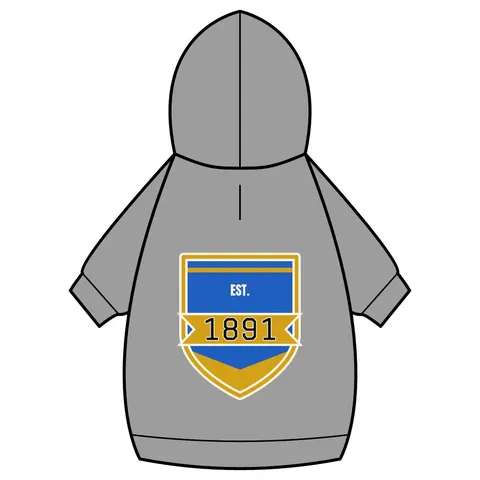 NC A&T 1891 Blue & Gold Tech Pattern Pet Hoodie — back_dtf view