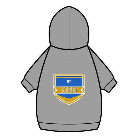 Oakwood 1896 Blue & Gold Pet Hoodie — back_dtf view