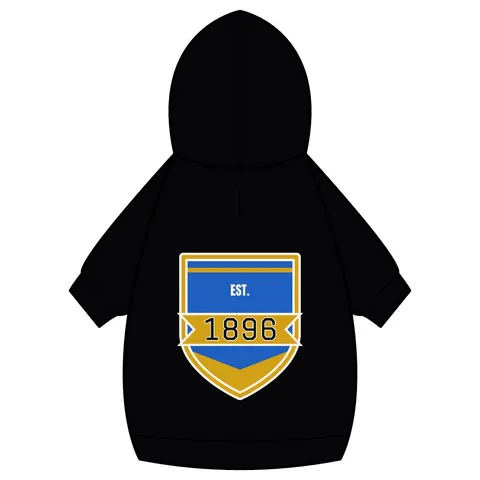 Oakwood 1896 Blue & Gold Pet Hoodie — back_dtf view