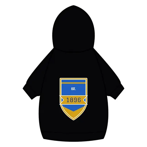 Oakwood 1896 Blue & Gold Pet Hoodie — back_dtf view