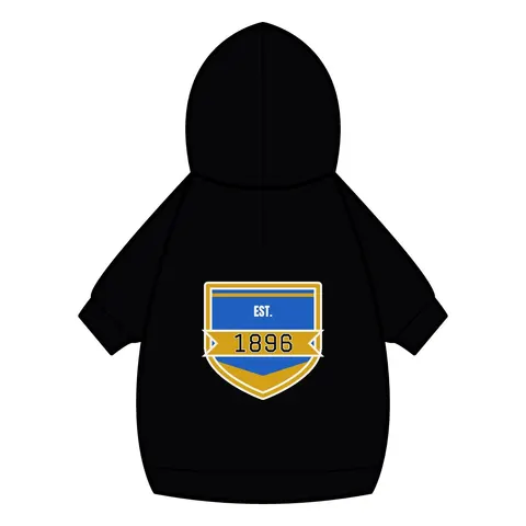 Oakwood 1896 Blue & Gold Pet Hoodie — back_dtf view