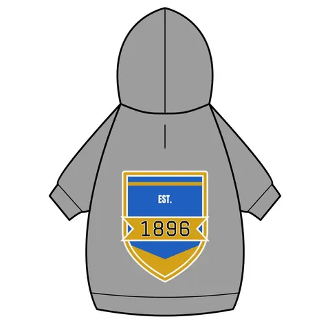 Oakwood 1896 Blue & Gold Pet Hoodie — back_dtf view