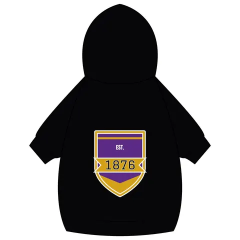 Prairie View 1876 Purple & Gold Pet Hoodie — back_dtf view