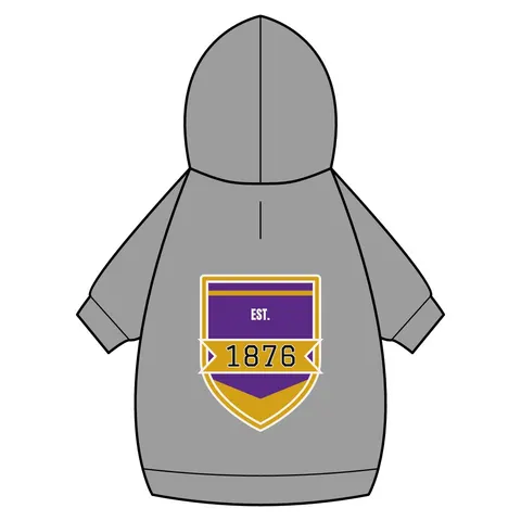 Prairie View 1876 Purple & Gold Pet Hoodie — back_dtf view