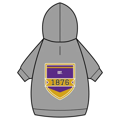 Prairie View 1876 Purple & Gold Pet Hoodie — back_dtf view