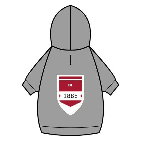 Shaw 1865 Crimson & White Pet Hoodie — back_dtf view