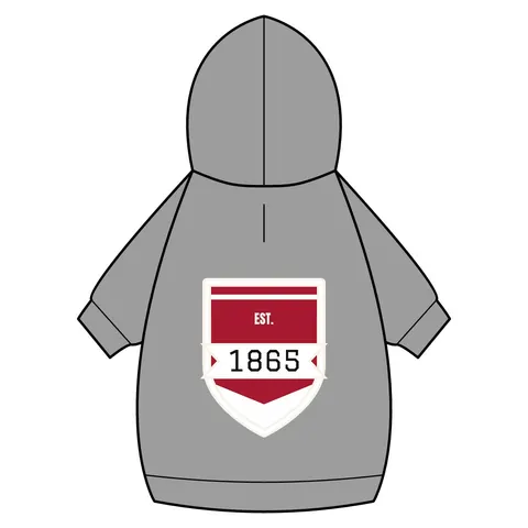 Shaw 1865 Crimson & White Pet Hoodie — back_dtf view