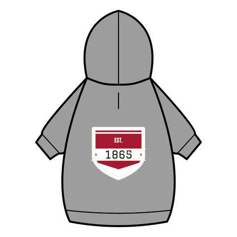 Shaw 1865 Crimson & White Pet Hoodie — back_dtf view