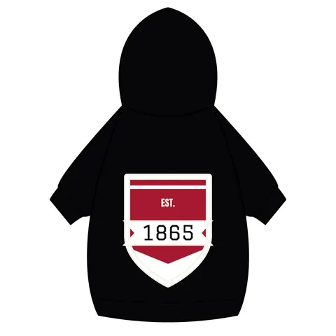 Shaw 1865 Crimson & White Pet Hoodie — back_dtf view