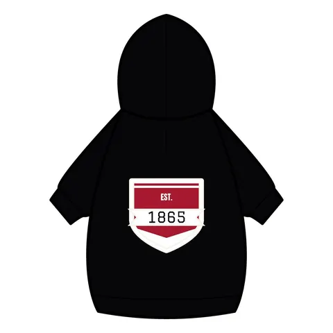 Shaw 1865 Crimson & White Pet Hoodie — back_dtf view
