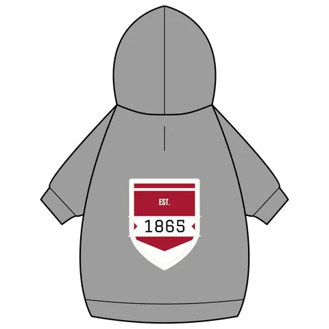 Shaw 1865 Crimson & White Pet Hoodie — back_dtf view