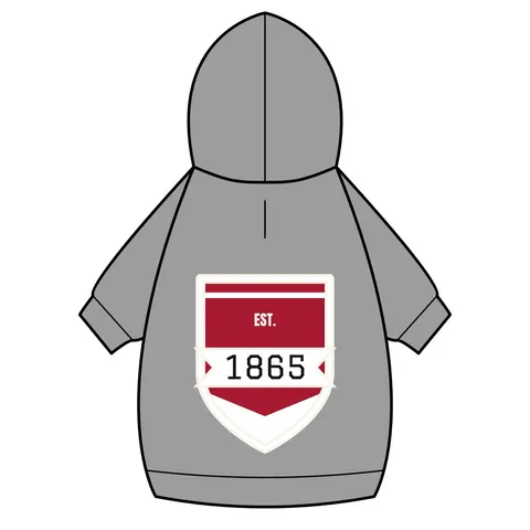 Shaw 1865 Crimson & White Pet Hoodie — back_dtf view