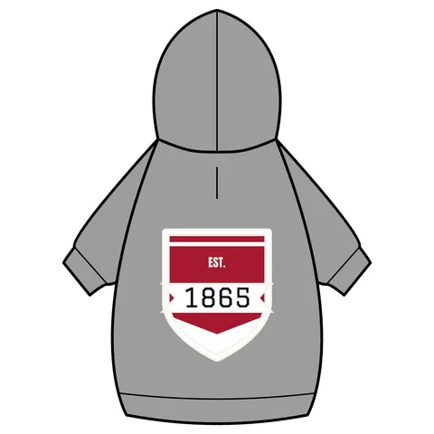 Shaw 1865 Crimson & White Pet Hoodie — back_dtf view
