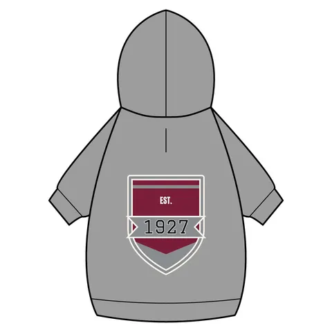 Texas Southern 1927 Maroon & Grey Pet Hoodie — back_dtf view