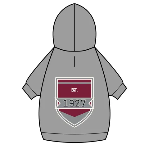 Texas Southern 1927 Maroon & Grey Pet Hoodie — back_dtf view