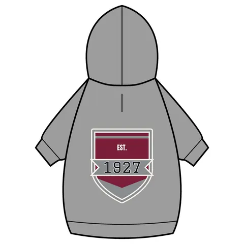 Texas Southern 1927 Maroon & Grey Pet Hoodie — back_dtf view